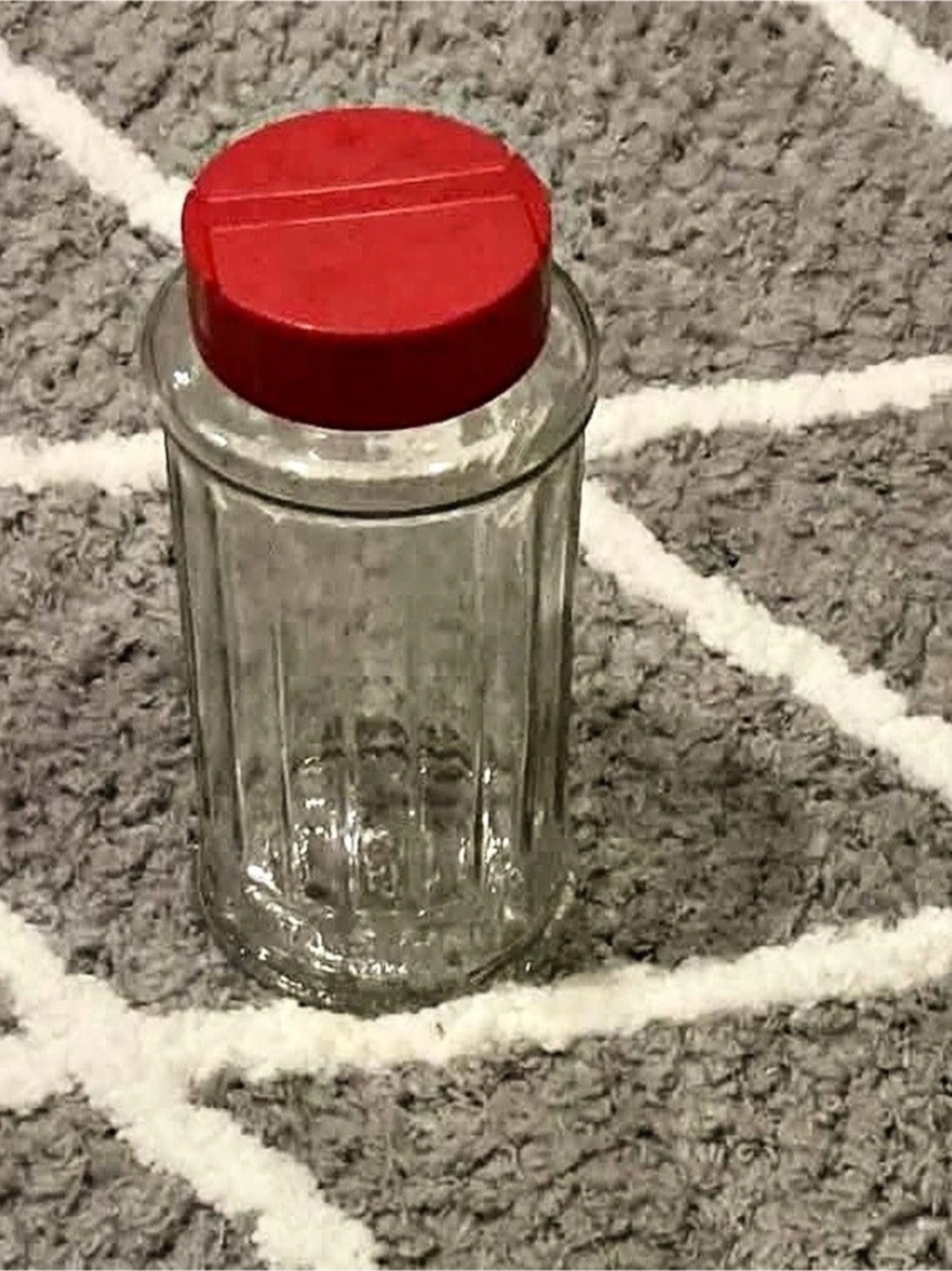 Clear & Red Glass Storage Jar with Red Lid